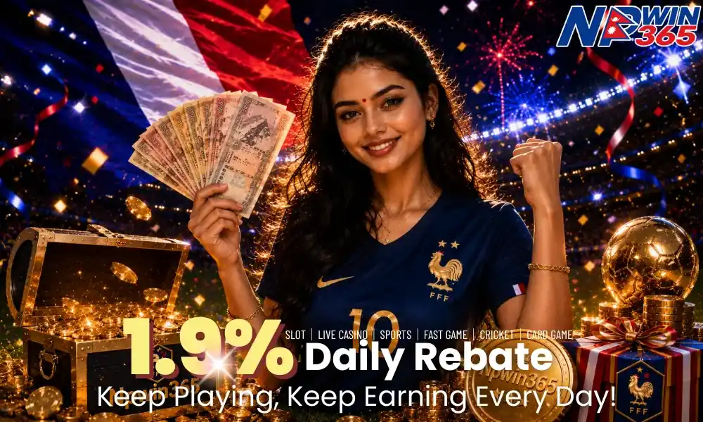 NPwin365 1.9% Daily Rebate — Keep Playing, Keep Earning Every Day — Slot, Live Casino, Sports, Fast Game, Cricket, Card Game — Nepal